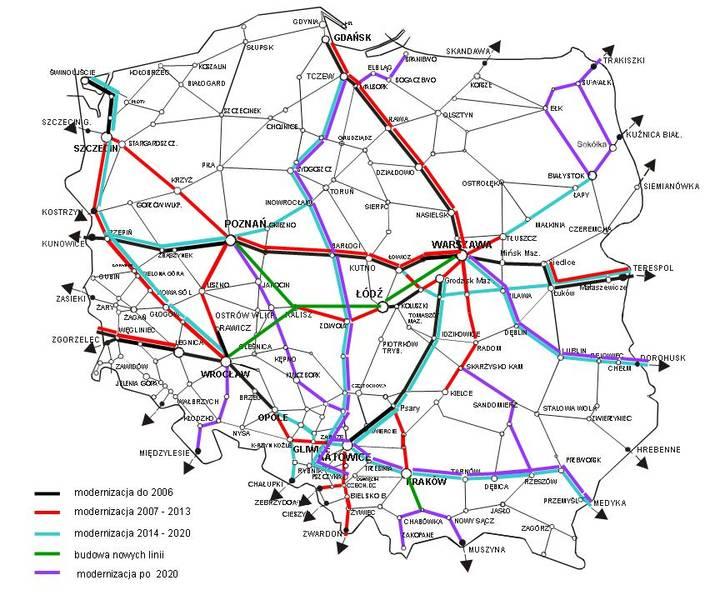 Mapa Tras Kolejowych W Polsce 